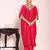 rani pink embroidered poly silk free size stiched kaftan style kurta suit