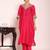 rani pink embroidered poly silk free size stiched kaftan style kurta suit