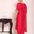 rani pink embroidered poly silk free size stiched kaftan style kurta suit