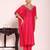 rani pink embroidered poly silk free size stiched kaftan style kurta suit