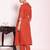 rust embroidered poly silk free size stiched a-line kurta suit