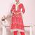peach printed poly silk free size stiched anarkali kurti suit