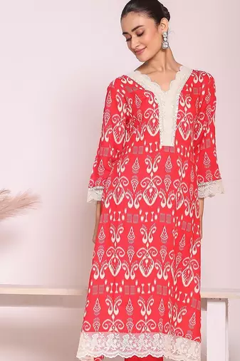 peach printed poly silk free size stiched anarkali kurti suit