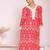 peach printed poly silk free size stiched anarkali kurti suit