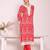 peach printed poly silk free size stiched anarkali kurti suit