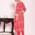 peach printed poly silk free size stiched anarkali kurti suit