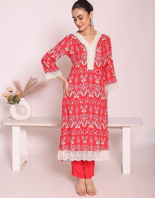 peach printed poly silk free size stiched anarkali kurti suit 5