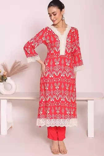 peach printed poly silk free size stiched anarkali kurti suit