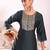 black embroidered poly silk free size stiched kurta set