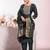 black embroidered poly silk free size stiched kurta set