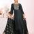 black embroidered poly silk free size stiched kurta set