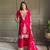 rani pink embroidered fendi satin free size stitched kurta set