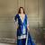 blue embroidered fendi satin free size stitched kurta set