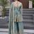 sky blue embroidered fandy silk free size stitched kurta set