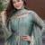 sky blue embroidered fandy silk free size stitched kurta set