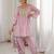 pink embroidered h o fabrics free size stitched straight kurti with batwa suit