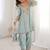 sky blue embroidered h o fabrics free size stitched straight kurti with batwa suit
