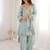 sky blue embroidered h o fabrics free size stitched straight kurti with batwa suit
