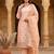 peach embroidered jimmy chu free size stitched kurta set