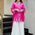 rani pink embroidered silk free size stitched kurta set
