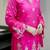 rani pink embroidered silk free size stitched kurta set