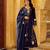 navy blue embroidered chanderi free size stitched kurta set