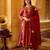 maroon embroidered chanderi free size stitched kurta set