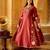 maroon embroidered chanderi free size stitched kurta set