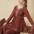brown embroidered chrunchy silk free size stitched kurta set