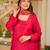 red solid silk crepe free size stitched short kurta suit