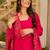 rani pink solid silk crepe free size stitched short kurta suit