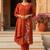 rust solid cotton free size stitched kurta set
