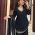 black solid chrunchy silk free size stitched short kurta suit