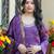 purple embroidered fendy silk free size stitched short kurta suit