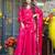 rani pink embroidered fendy silk free size stitched short kurta suit