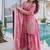 pink embroidered fendy silk free size stitched short kurta suit