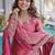 pink embroidered fendy silk free size stitched short kurta suit