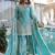 blue embroidered fendy silk free size stitched short kurta suit