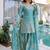 blue embroidered fendy silk free size stitched short kurta suit