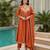 orange embroidered cp vichitra  free size stitched kurta set