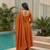 orange embroidered cp vichitra  free size stitched kurta set