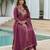 mauve embroidered cp vichitra  free size stitched kurta set