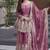 mauve embroidered fendy silk free size stitched kurta set