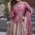 mauve embroidered fendy silk free size stitched kurta set