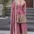 mauve embroidered fendy silk free size stitched kurta set