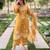 mustard embroidered chanderi free size stitched kurta set