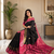 black color zari weaves contrast pallu and designer chaap border silk blend saree