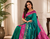 emerald green color zari weaves contrast pallu and designer chaap border silk blend saree