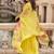 Yellow faux chinon silk embroidered readymade top & skirt with jacket