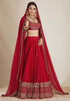 Red thread and Sequnce work Silk Blend Lehenga Choli Set 2